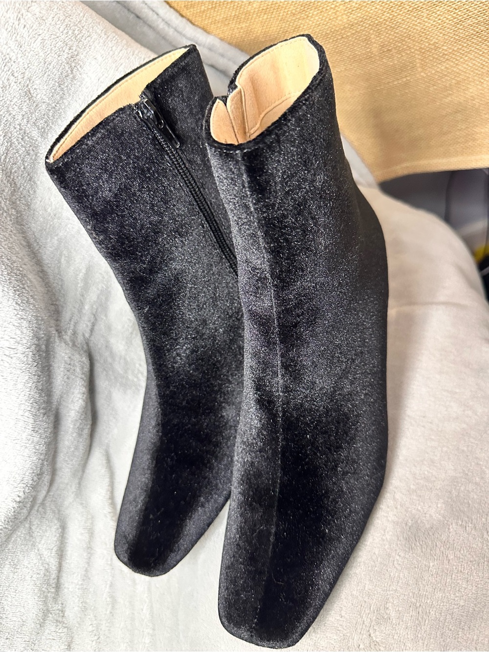 Journee Collection Black Suede Ankle Booties with Block Heel